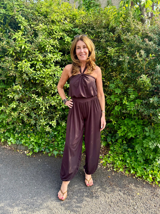 FELLIE - Halter neck harem leg jumpsuit