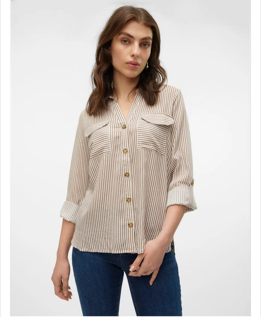 Vero Moda - BUMPY - Stripe front pocket shirt