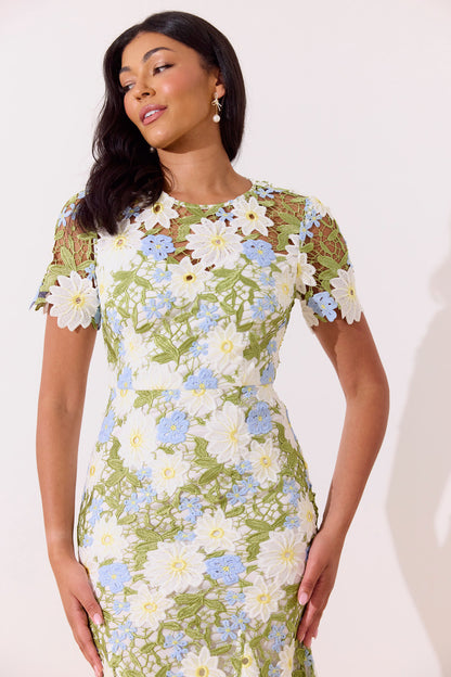 8th Sign - Lace fishtail sweetheart midi