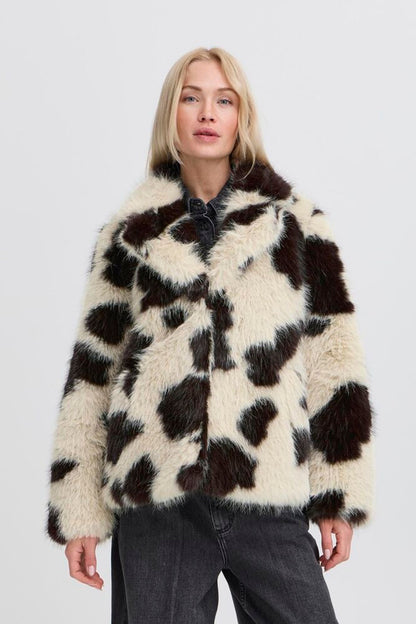 B.Young - BEMIO - Faux fur cow print coat