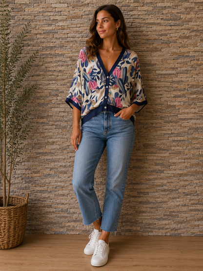ARIA - Satin printed bomber tops