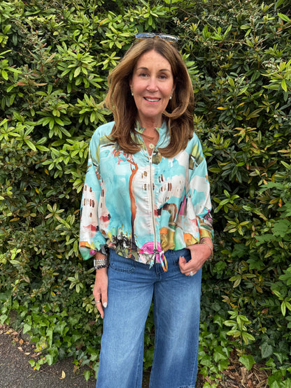SANTORINI - Printed satin bomber