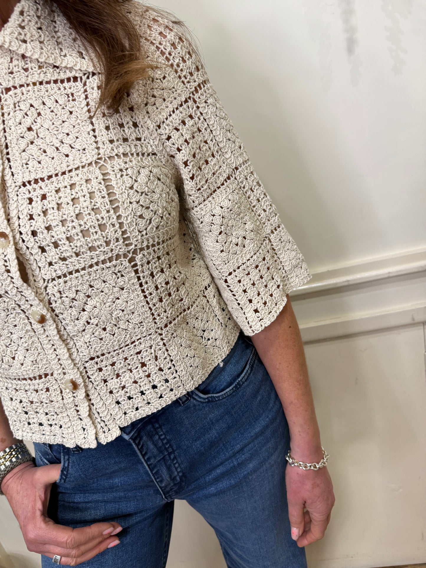 CLARA - Crochet button front cardi