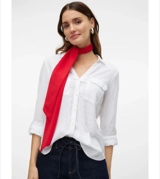 Vero Moda - BUMPY - Plain linen pocket front shirt