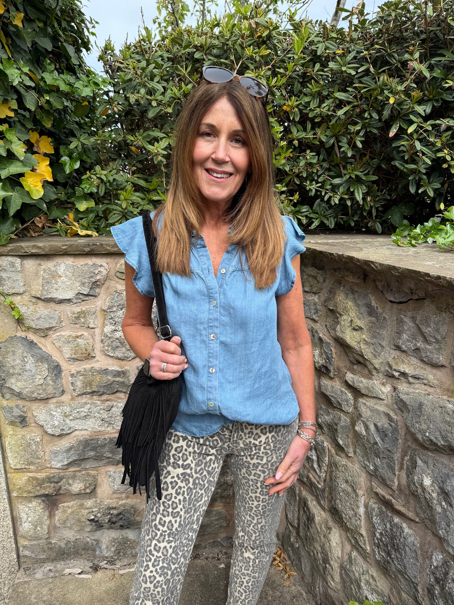 ROYAL - Chambray frill sleeve top