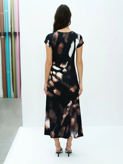French Connection - Josephine Abstract Printed Jersey Ruched Midi Dress