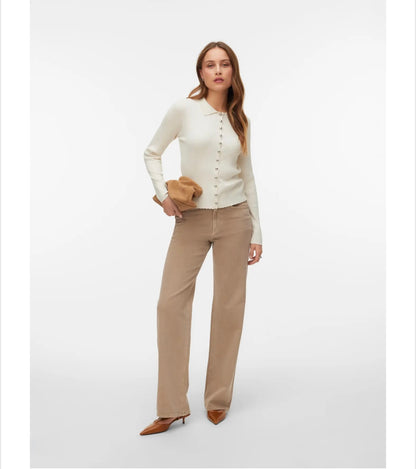 Vero Moda - TESSA - High waist wide leg jeans - Beige