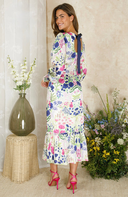 Hope & Ivy - CAROLINE - High Neck Maxi Dress With Tie Bow Back