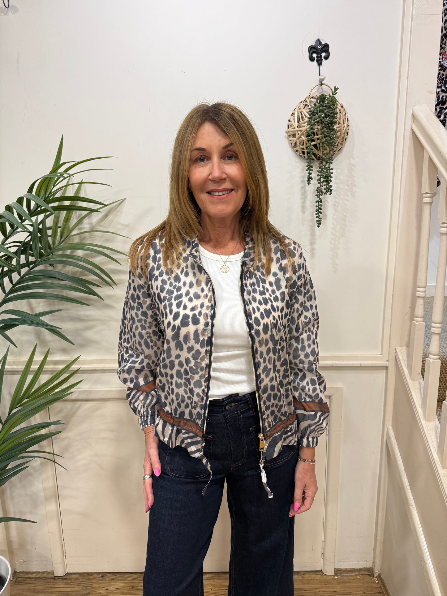 MYAN - Leopard sheer bomber jacket