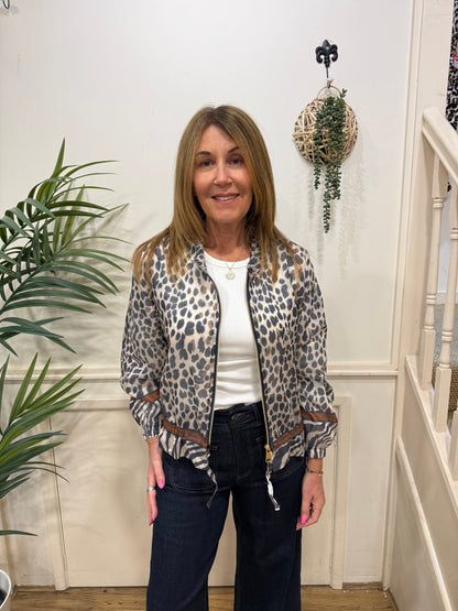 MYAN - Leopard sheer bomber jacket