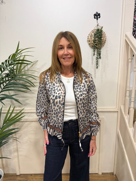 MYAN - Leopard sheer bomber jacket
