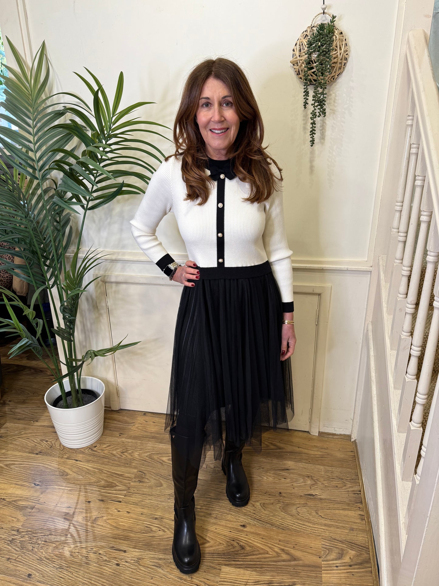 LANEY - Knitted tulle dress combo