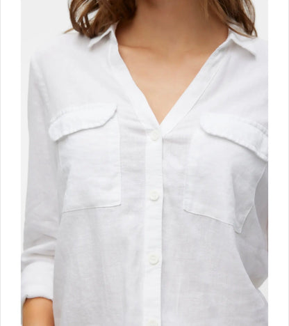 Vero Moda - BUMPY - Plain linen pocket front shirt