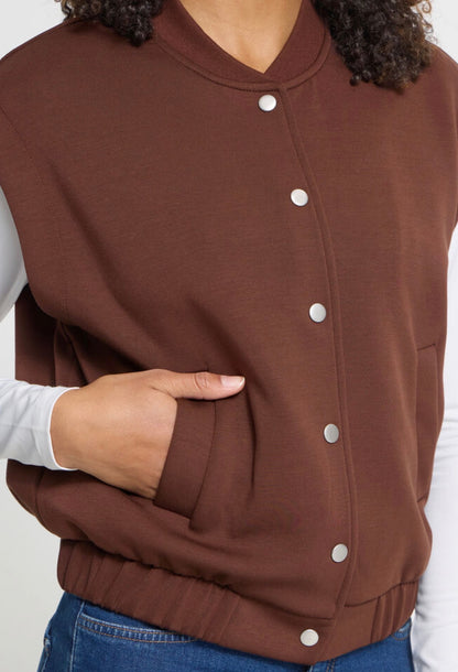 ICHI - COZY WA - Super soft button front waistcoat jacket