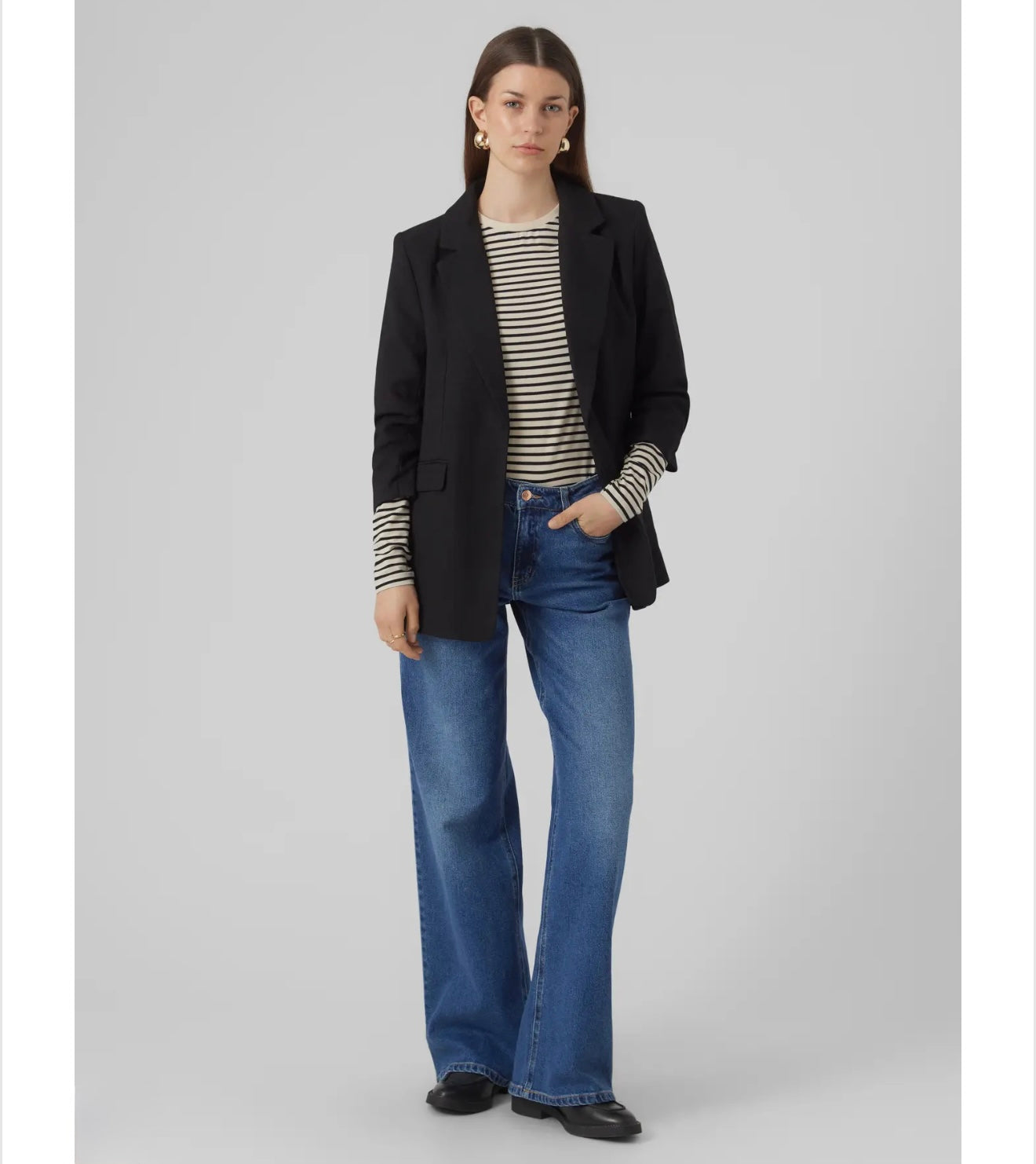 Vero Moda - FRIDA - Textured tweed style 3/4 slv blazer