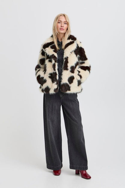 B.Young - BEMIO - Faux fur cow print coat