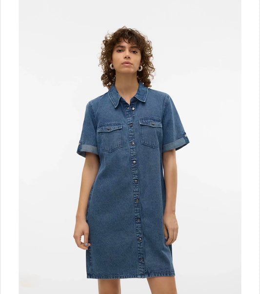 Vero Moda - JENNIE - Short sleeve denim dress