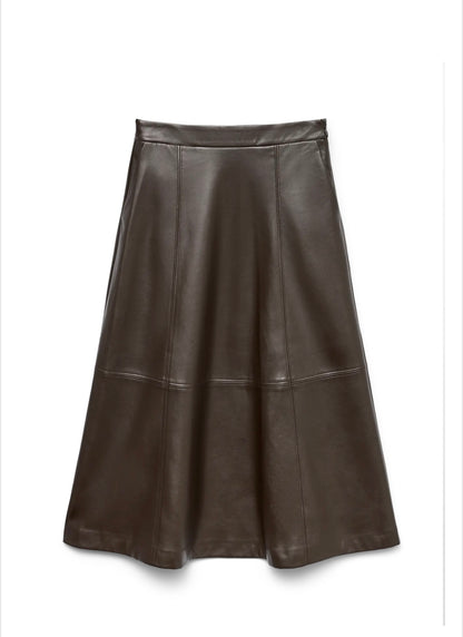 Vero Moda - OLIVE - Faux leather midi skirt