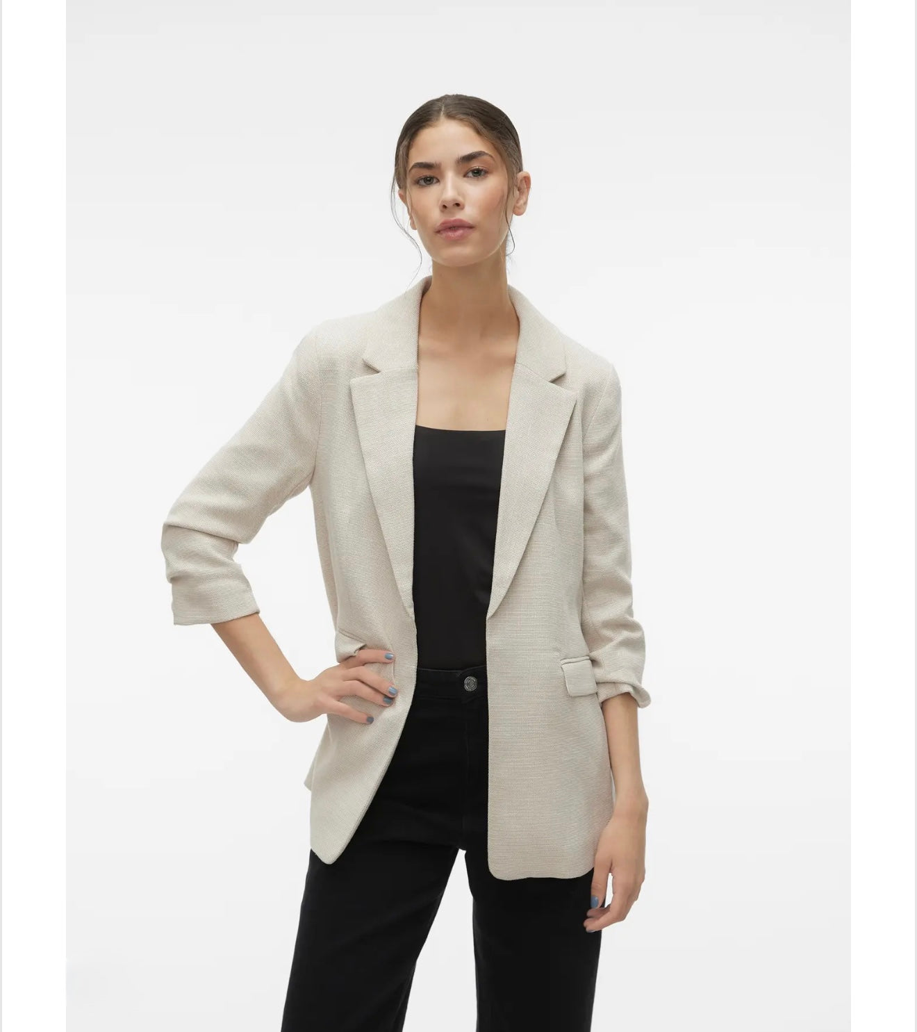 Vero Moda - FRIDA - Textured tweed style 3/4 slv blazer