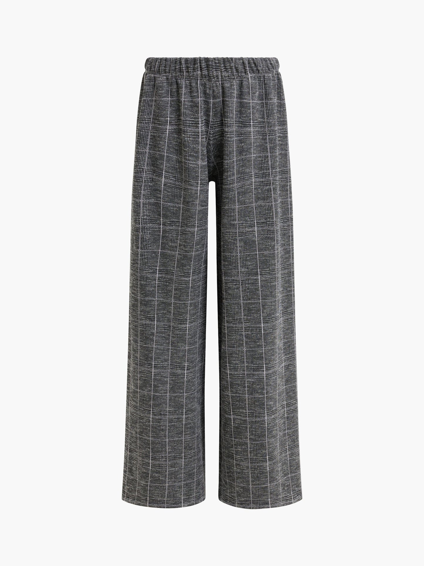French Connection - Wesley Grey Check Jersey Wide Leg Trousers