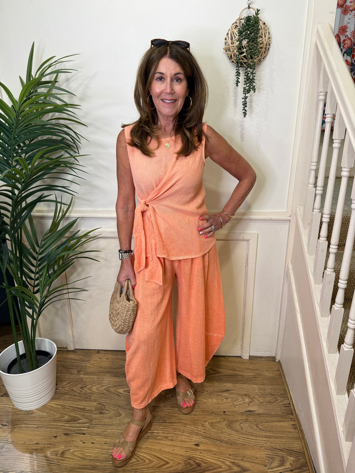 HAZEL - Soft linen mix barrel trousers