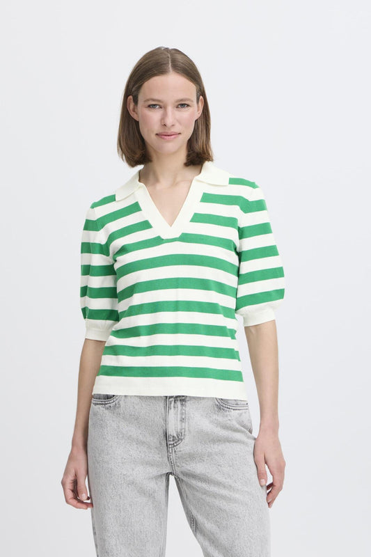 B.Young - MMORLA - Stripe knitted polo top