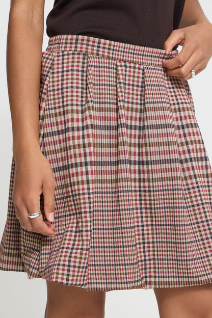 ICHI - KATE CHECKIT - Checked puff ball skirt