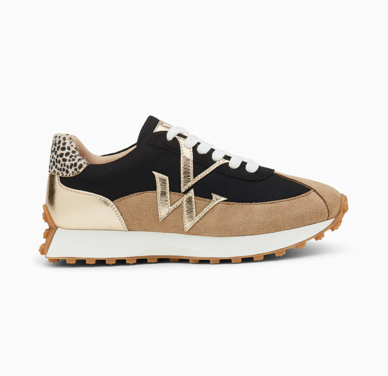 Vanessa Wu - PIA - 2623 - Beige and black monogram sneakers with track sole