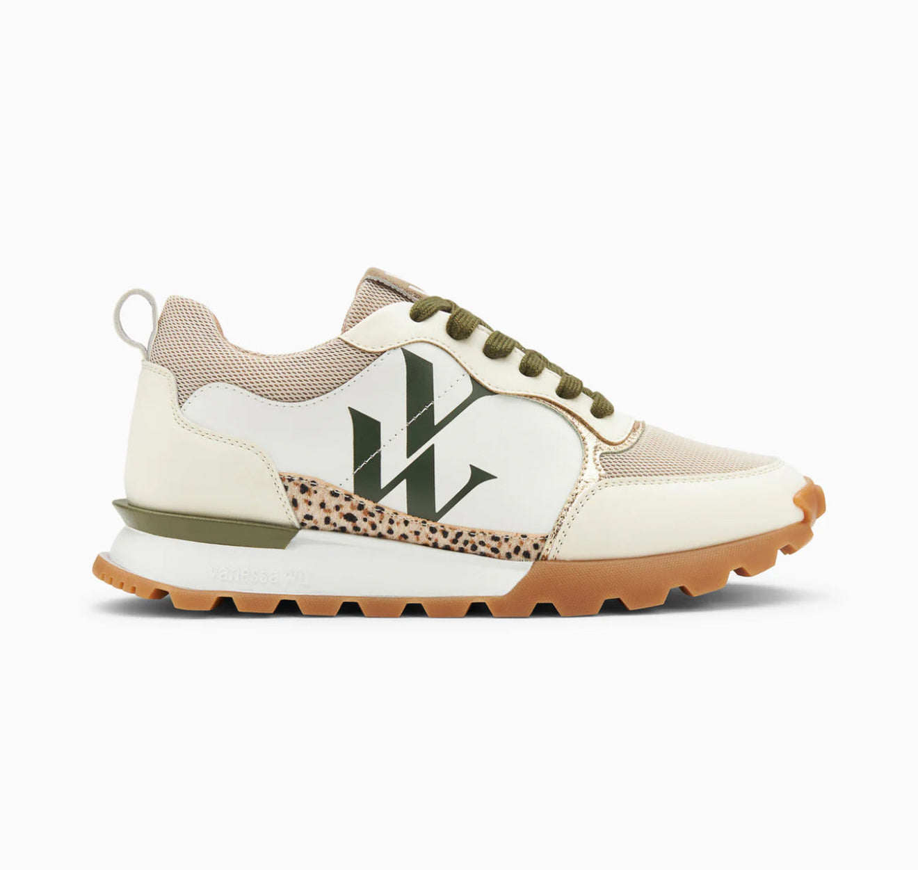 Vanessa Wu - ADELE - -Beige and khaki monogram basket with running sole trainers