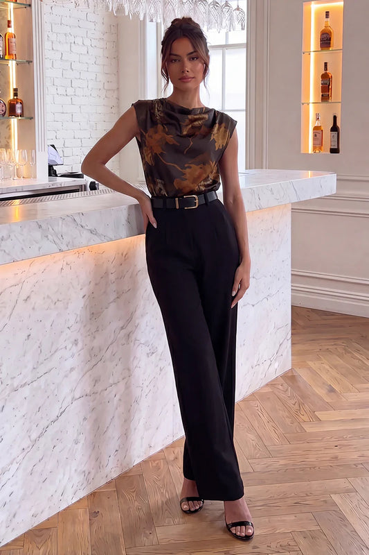 AX Paris - PA763 - Multi Floral Print 2 in 1 Belted Wide Leg Jumpsuit