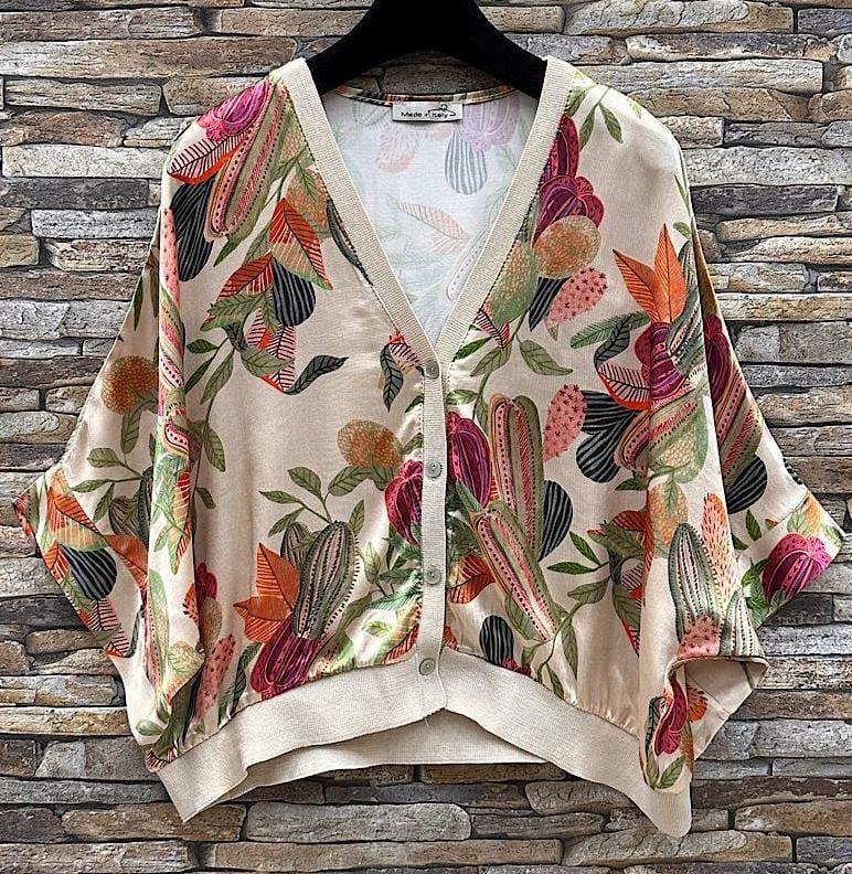 ARIA - Printed satin bomber/top