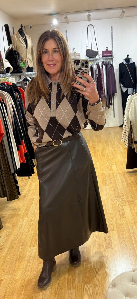 OAKLEY - Argyle button front knitted jumper