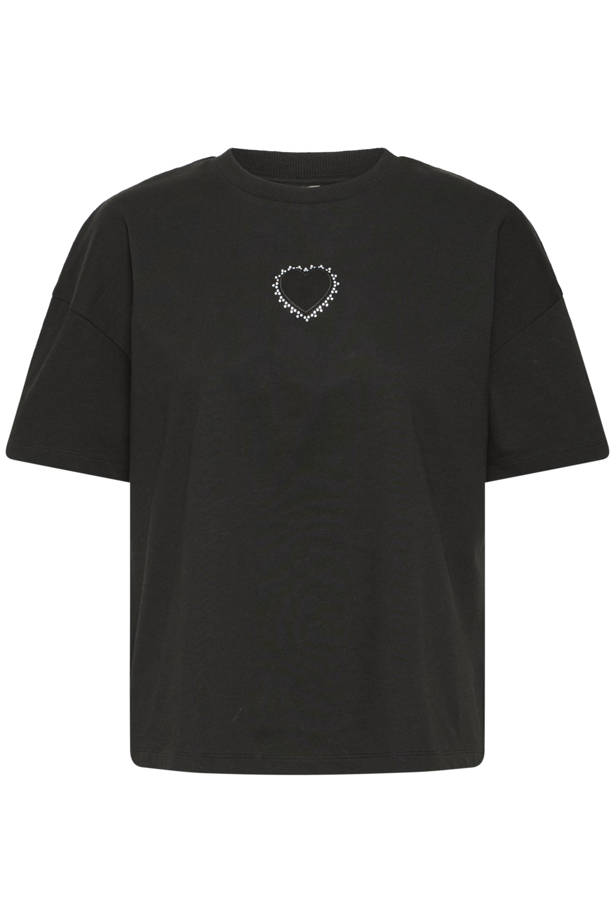 ICHI - PETRO - Cut out oversized heart t.shirt with diamanté detail