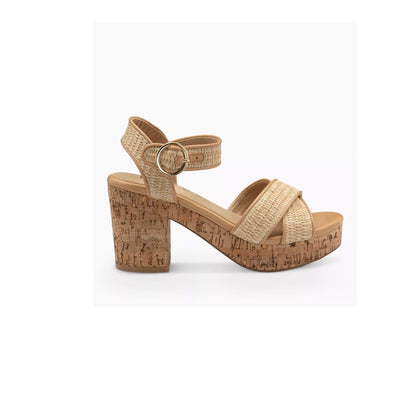 Ravel - GHENT - Tan Ghent Block Heeled Open-Toe Sandals