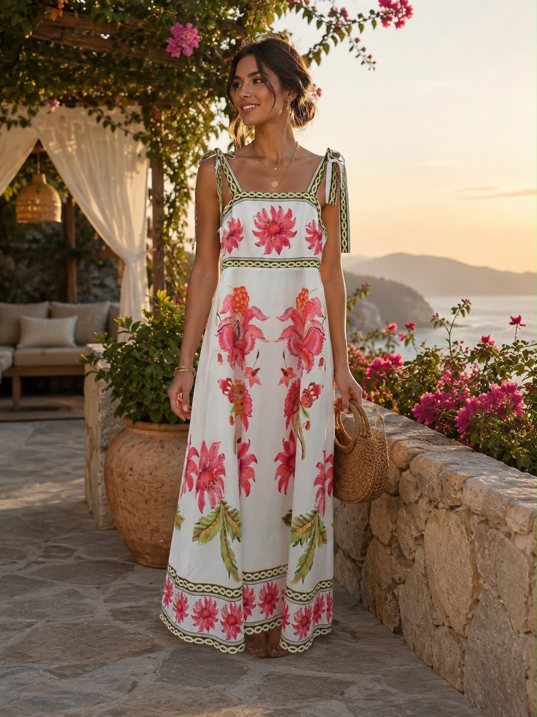 MIKA - Floral tie strap maxi dress