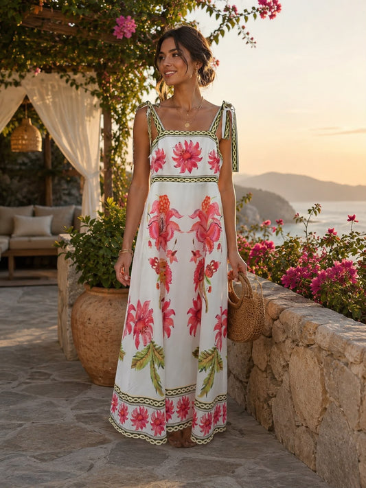 MIKA - Floral tie strap maxi dress