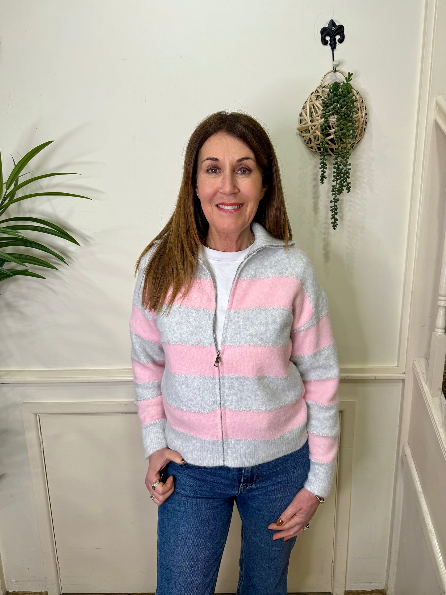 KORDYN - Stripe zip up cardi