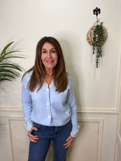 LONDYN - Lace trim knitted cardigan