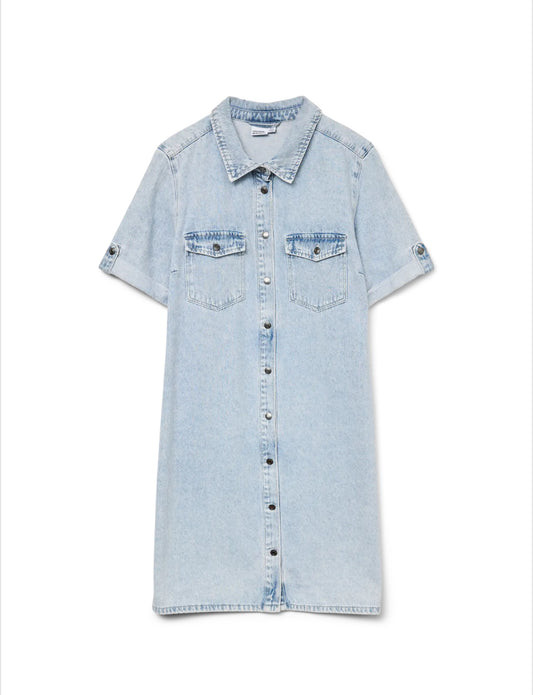 Vero Moda - JENNIE - Short sleeve denim dress