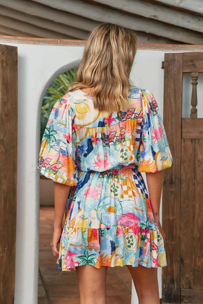 Jaase - TAYLOR - Mix print 3/4 sleeve dress