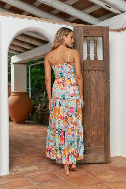 Jaase - BAMBI - Multi print tie front maxi dress