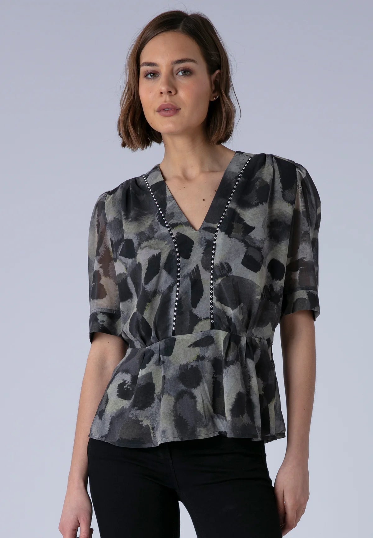 Religion - VIOLET - Printed peplum top