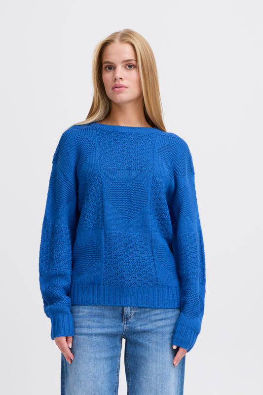 ICHI - AGNETE - Textured heart detail knitted jumper