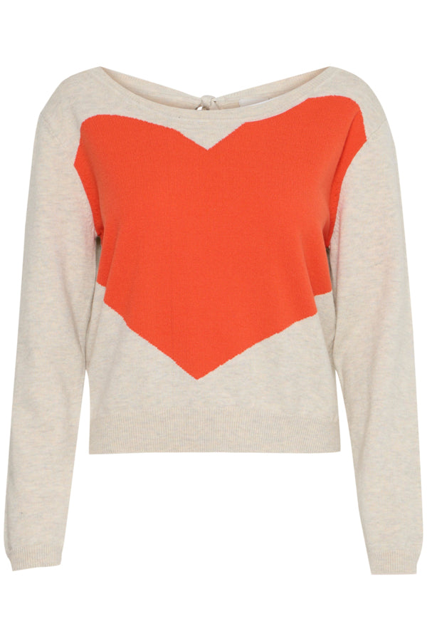 ICHI - BRIELLE LS3 - Heart front knit with tie back detail