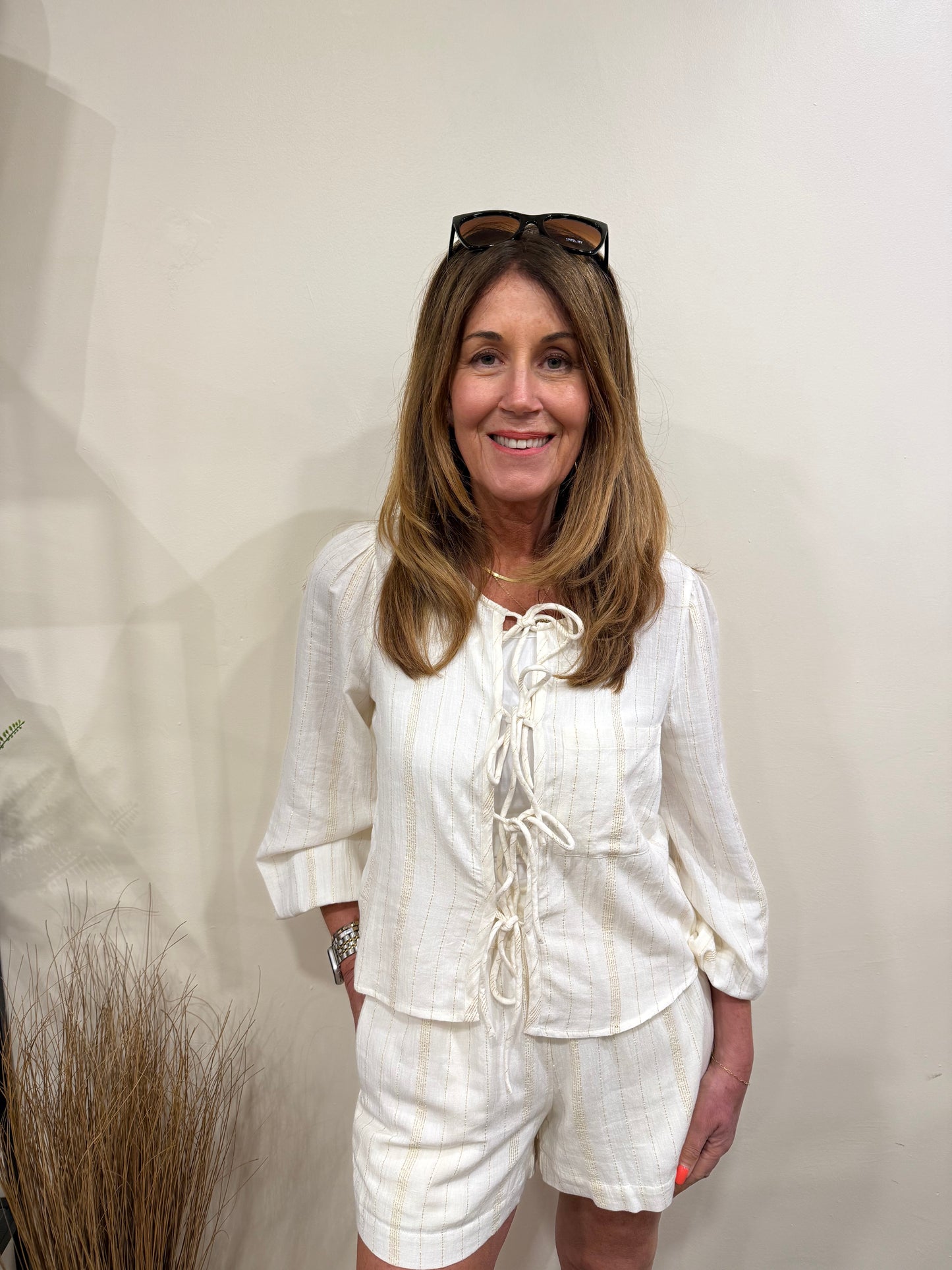 Vero Moda - ESTER - Lurex stripe shorts