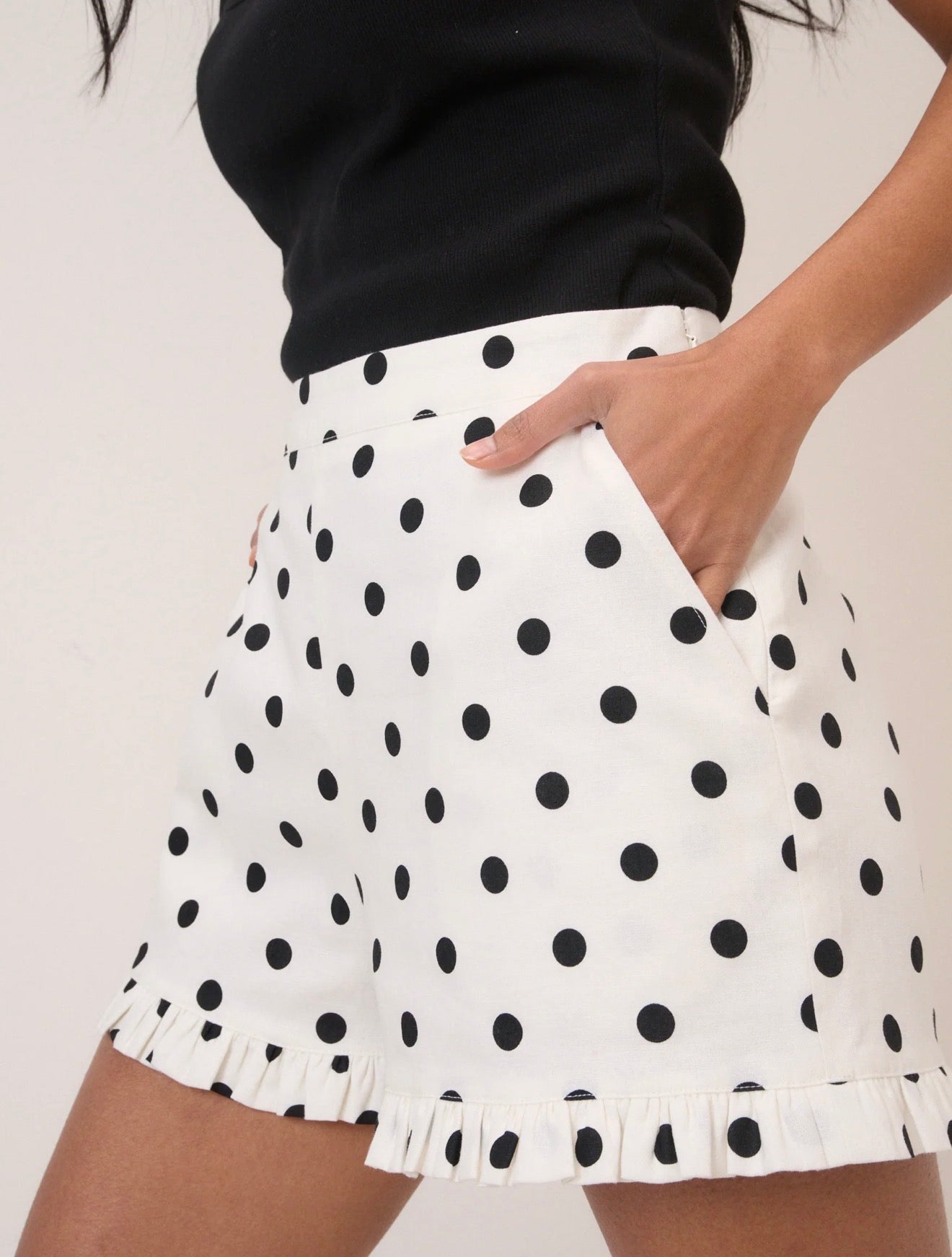 Nobody’s Child - SPOT - White Polka Dot Tailored Shorts