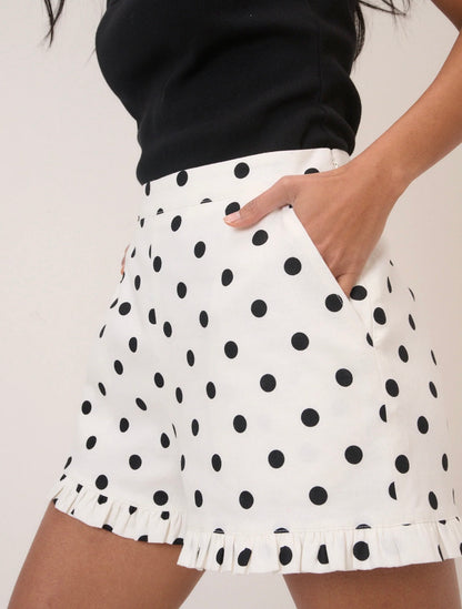 Nobody’s Child - SPOT - White Polka Dot Tailored Shorts