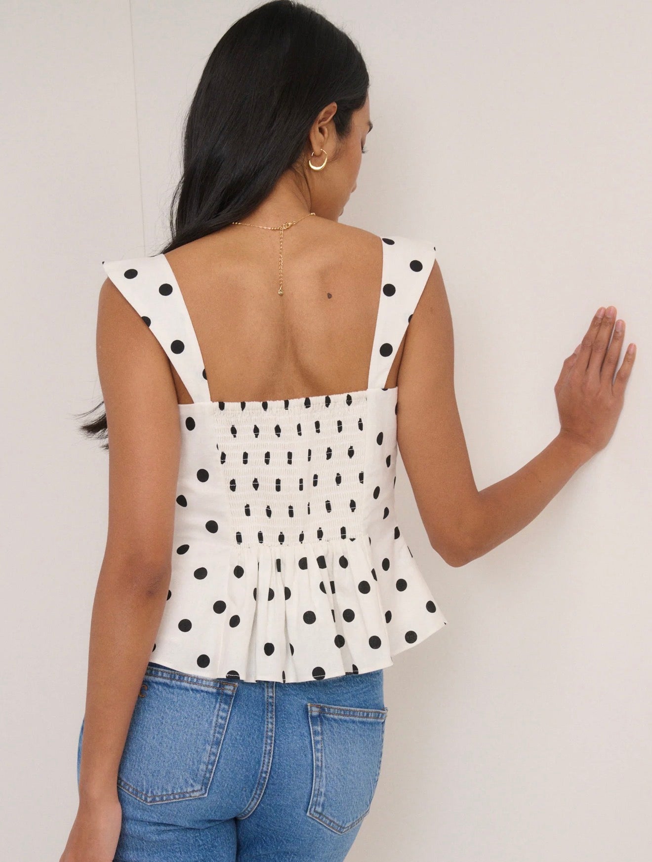 Nobody’s Child - SONNING - White Polka Dot Fitted Top