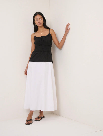 Nobody’s Child - ALINA - Black And White Drop Waist Midi Dress