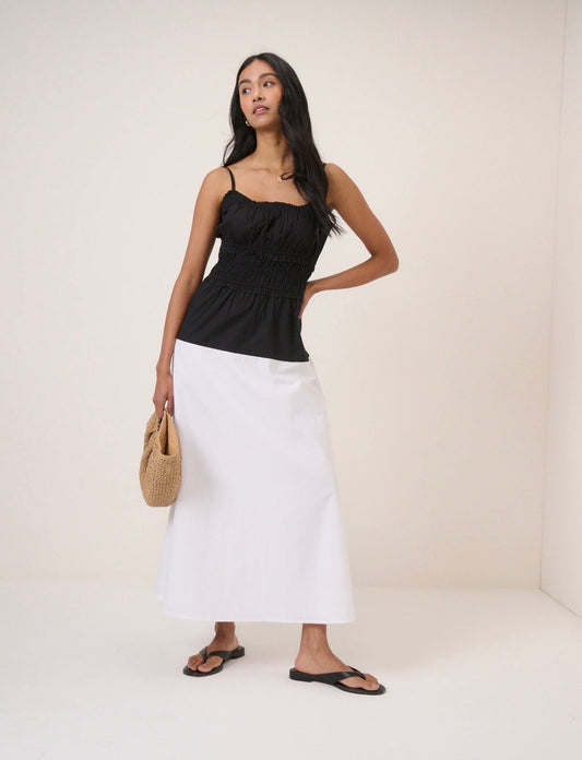 Nobody’s Child - ALINA - Black And White Drop Waist Midi Dress